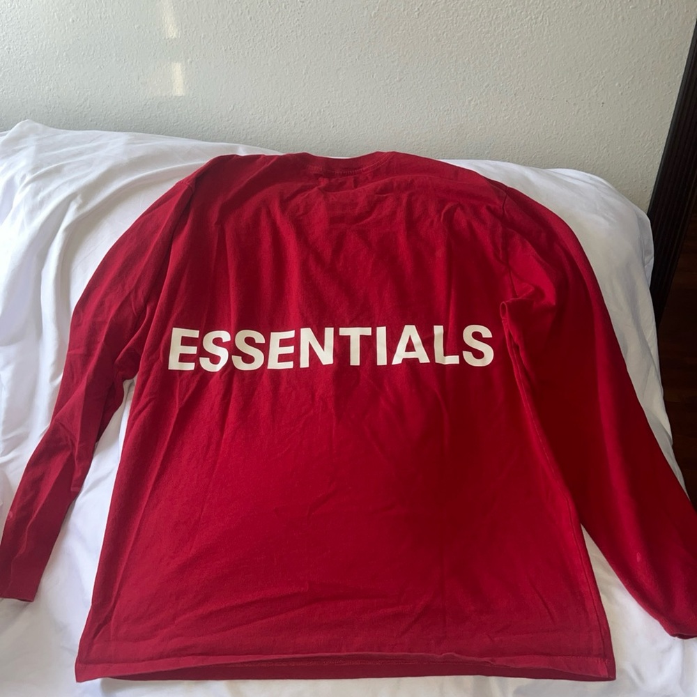 Essentials Red Crewneck Tee with FOG - Picture 4 of 11